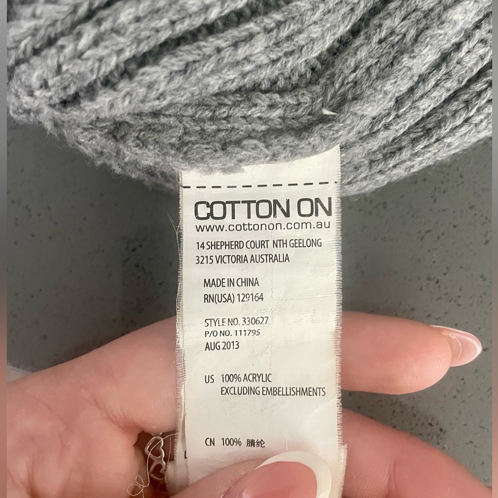Cotton On Grey Ribbed Beanie - Picture 7 of 10